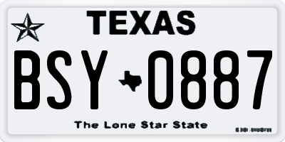 TX license plate BSY0887