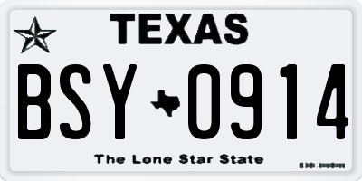 TX license plate BSY0914