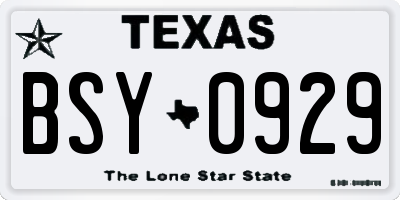 TX license plate BSY0929