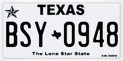 TX license plate BSY0948