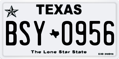TX license plate BSY0956