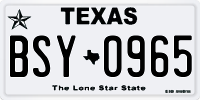 TX license plate BSY0965