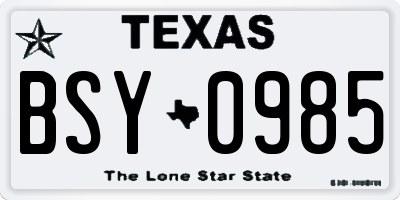 TX license plate BSY0985