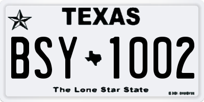 TX license plate BSY1002