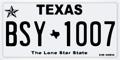 TX license plate BSY1007