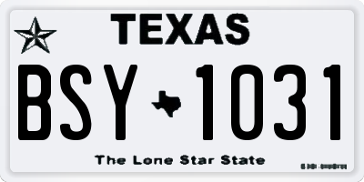 TX license plate BSY1031