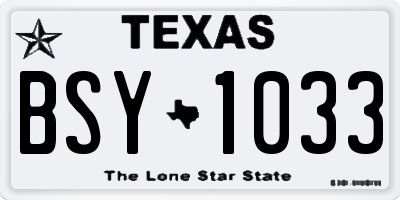 TX license plate BSY1033