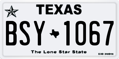 TX license plate BSY1067