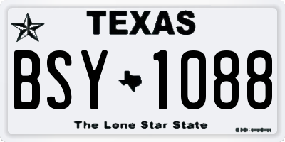 TX license plate BSY1088