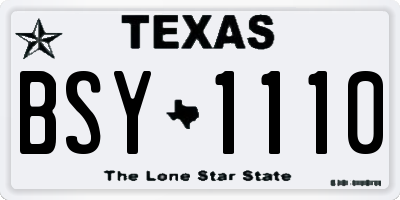 TX license plate BSY1110