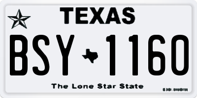 TX license plate BSY1160