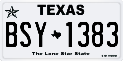 TX license plate BSY1383
