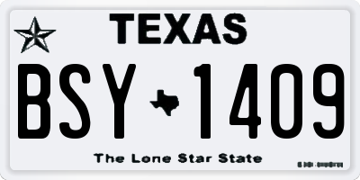 TX license plate BSY1409