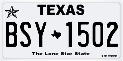 TX license plate BSY1502