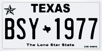 TX license plate BSY1977