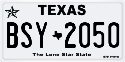 TX license plate BSY2050