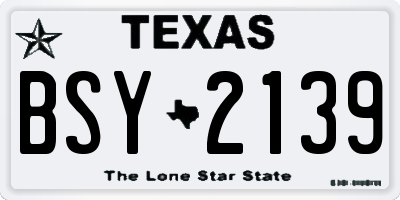 TX license plate BSY2139