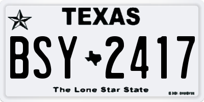 TX license plate BSY2417