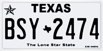 TX license plate BSY2474