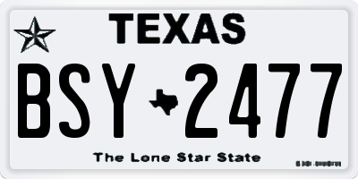 TX license plate BSY2477