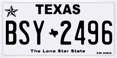 TX license plate BSY2496