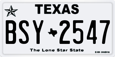 TX license plate BSY2547