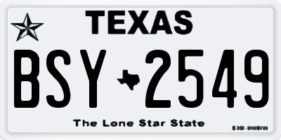 TX license plate BSY2549