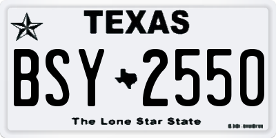 TX license plate BSY2550