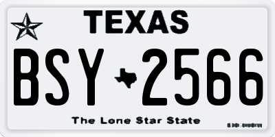 TX license plate BSY2566