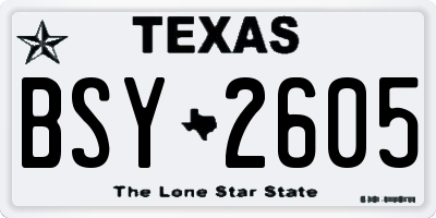 TX license plate BSY2605