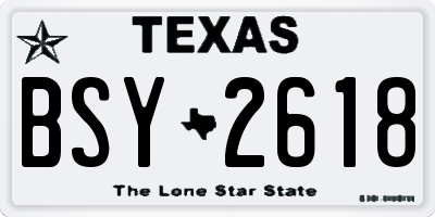 TX license plate BSY2618