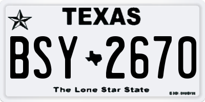 TX license plate BSY2670