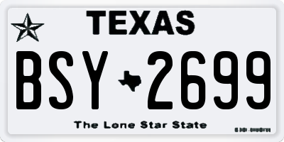 TX license plate BSY2699