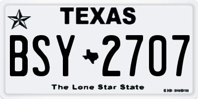 TX license plate BSY2707