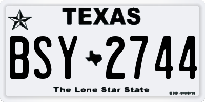 TX license plate BSY2744