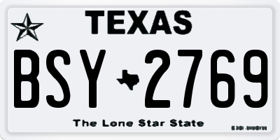 TX license plate BSY2769