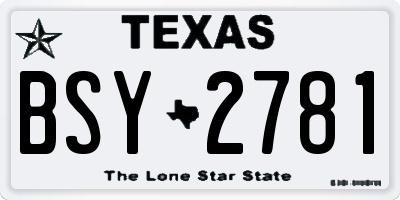 TX license plate BSY2781