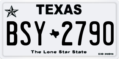 TX license plate BSY2790