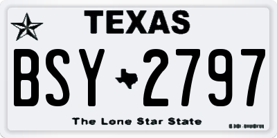 TX license plate BSY2797