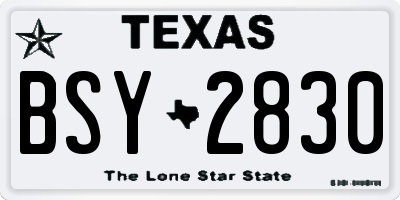 TX license plate BSY2830