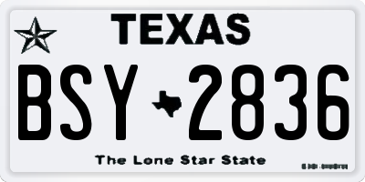 TX license plate BSY2836