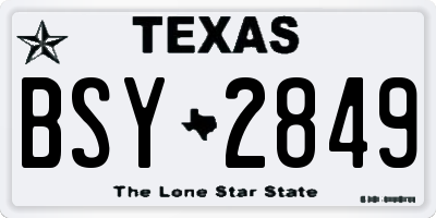TX license plate BSY2849