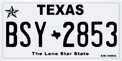 TX license plate BSY2853