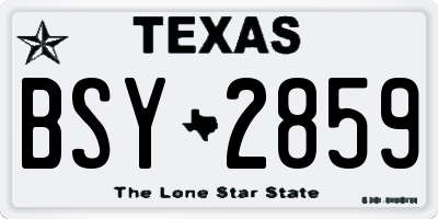 TX license plate BSY2859