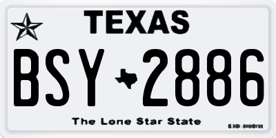 TX license plate BSY2886