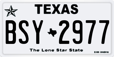 TX license plate BSY2977