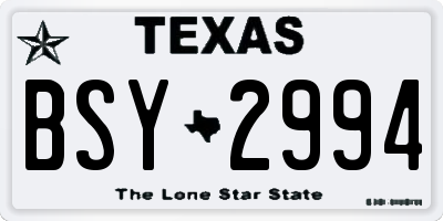 TX license plate BSY2994