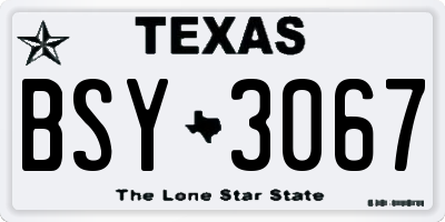 TX license plate BSY3067