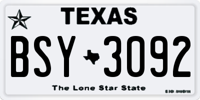 TX license plate BSY3092