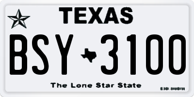 TX license plate BSY3100
